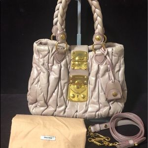 Miu Miu Matelasse Leather two way Bag Beige